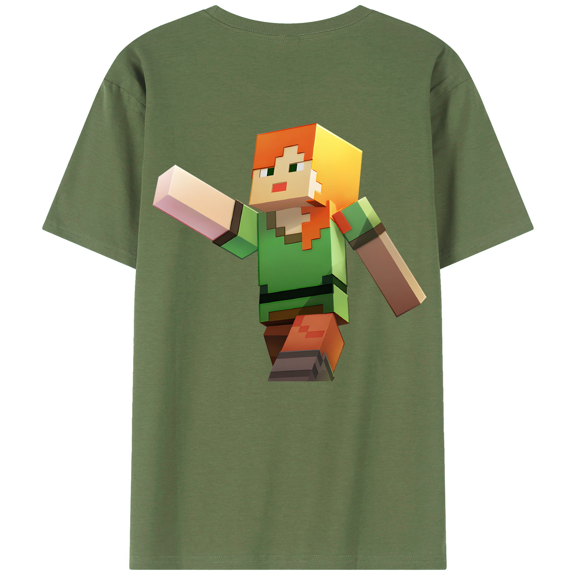 （画像用） マインクラフト ブロックの世界 Minecraft MC Block world 綿100％ メンズ半袖Tシャツ（バックプリント） 通気性